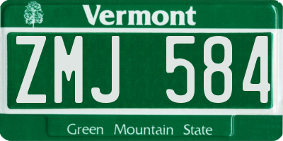 VT license plate ZMJ584
