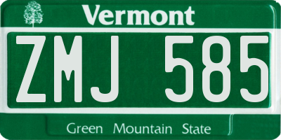 VT license plate ZMJ585