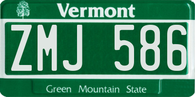 VT license plate ZMJ586