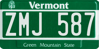 VT license plate ZMJ587