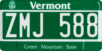 VT license plate ZMJ588