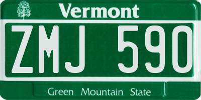 VT license plate ZMJ590