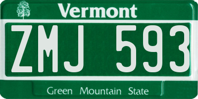 VT license plate ZMJ593