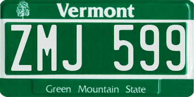 VT license plate ZMJ599