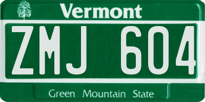 VT license plate ZMJ604