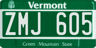 VT license plate ZMJ605
