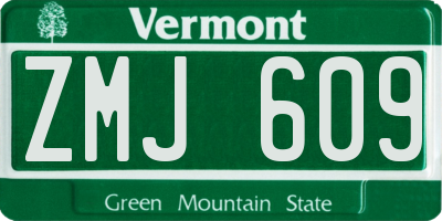 VT license plate ZMJ609