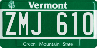 VT license plate ZMJ610