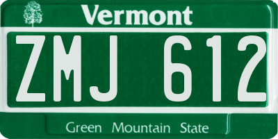 VT license plate ZMJ612
