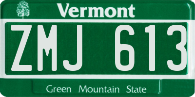 VT license plate ZMJ613