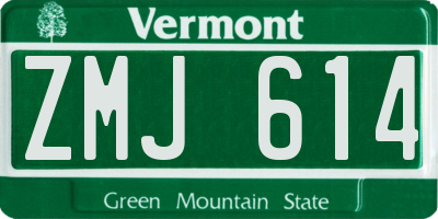 VT license plate ZMJ614