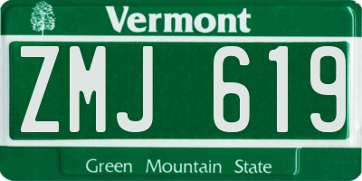 VT license plate ZMJ619