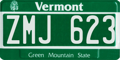 VT license plate ZMJ623