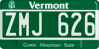 VT license plate ZMJ626