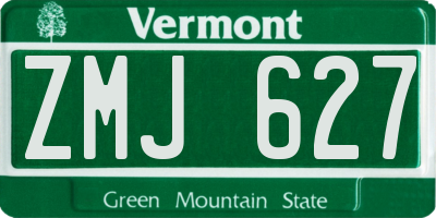 VT license plate ZMJ627