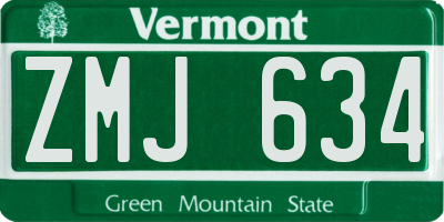 VT license plate ZMJ634