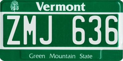 VT license plate ZMJ636