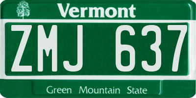 VT license plate ZMJ637