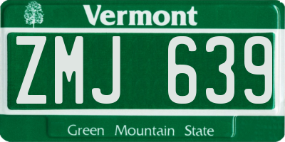 VT license plate ZMJ639