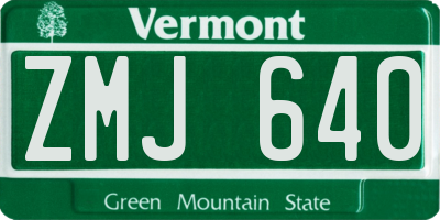 VT license plate ZMJ640