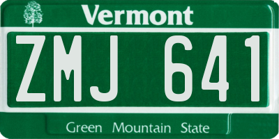 VT license plate ZMJ641