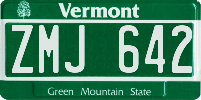 VT license plate ZMJ642