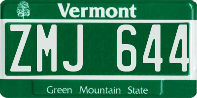 VT license plate ZMJ644