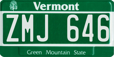 VT license plate ZMJ646
