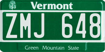 VT license plate ZMJ648