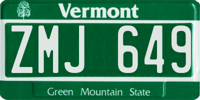 VT license plate ZMJ649