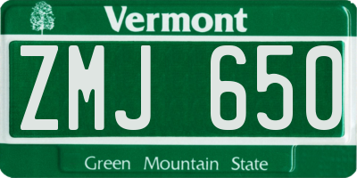 VT license plate ZMJ650