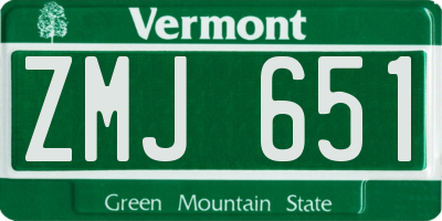VT license plate ZMJ651