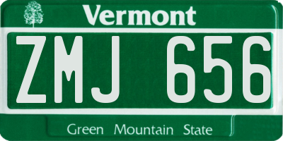 VT license plate ZMJ656