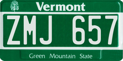 VT license plate ZMJ657