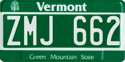 VT license plate ZMJ662