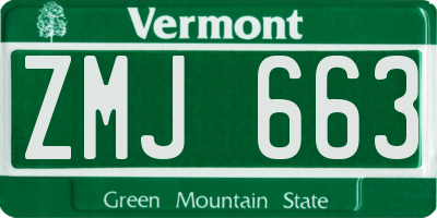 VT license plate ZMJ663