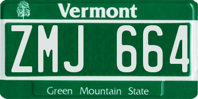 VT license plate ZMJ664