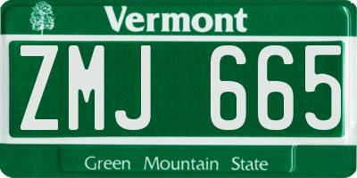 VT license plate ZMJ665