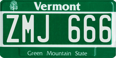 VT license plate ZMJ666