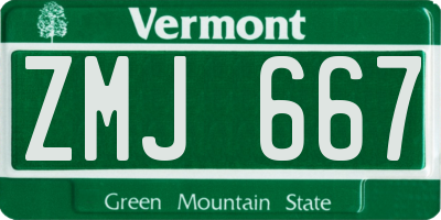 VT license plate ZMJ667