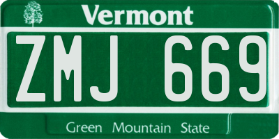 VT license plate ZMJ669