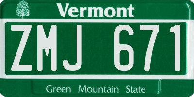 VT license plate ZMJ671