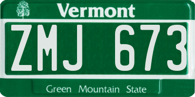 VT license plate ZMJ673