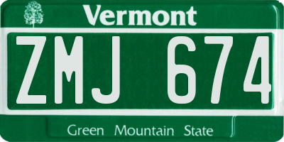 VT license plate ZMJ674