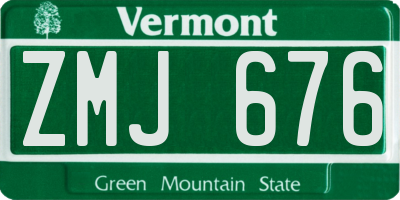 VT license plate ZMJ676