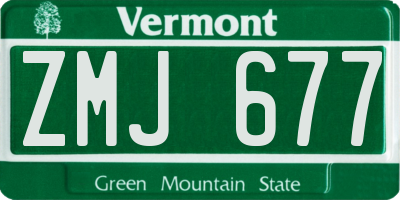 VT license plate ZMJ677