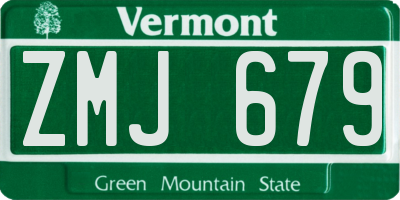 VT license plate ZMJ679