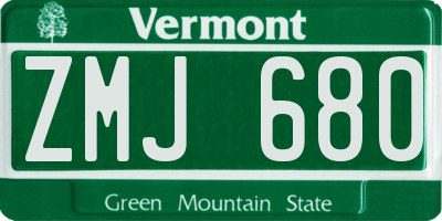 VT license plate ZMJ680