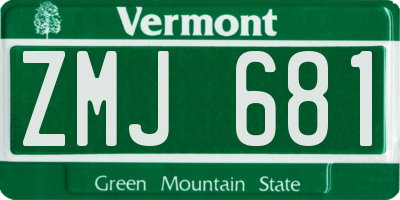 VT license plate ZMJ681