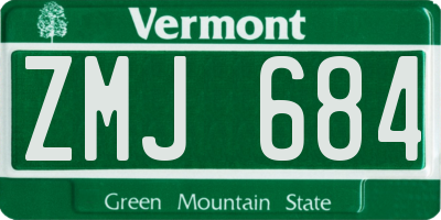 VT license plate ZMJ684